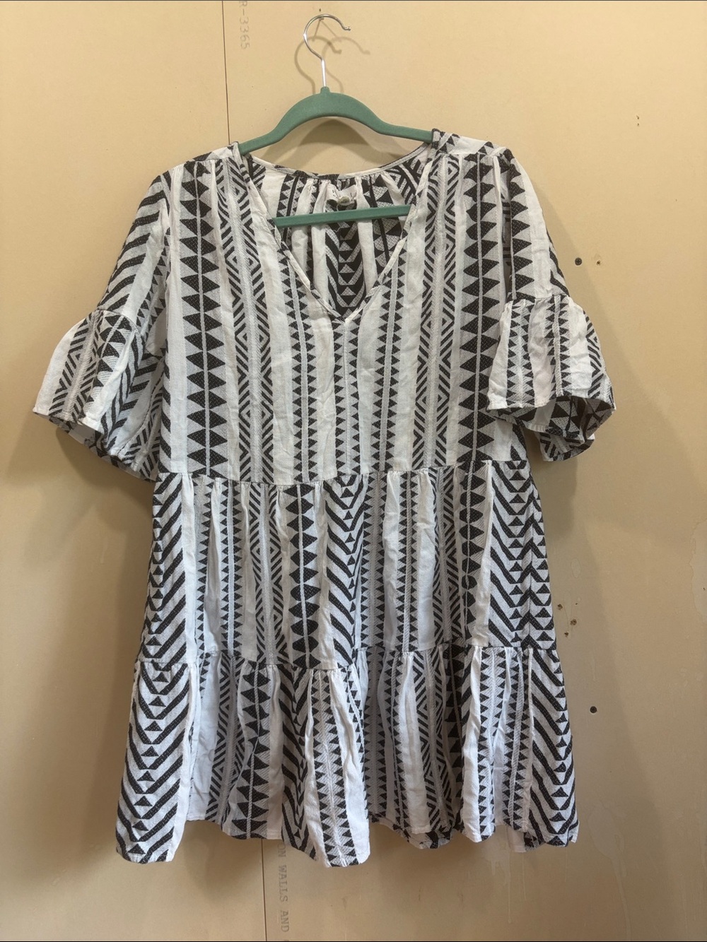 Velvet By Graham & Spencer Black And White Tribal Print Cotton Dress Size XS